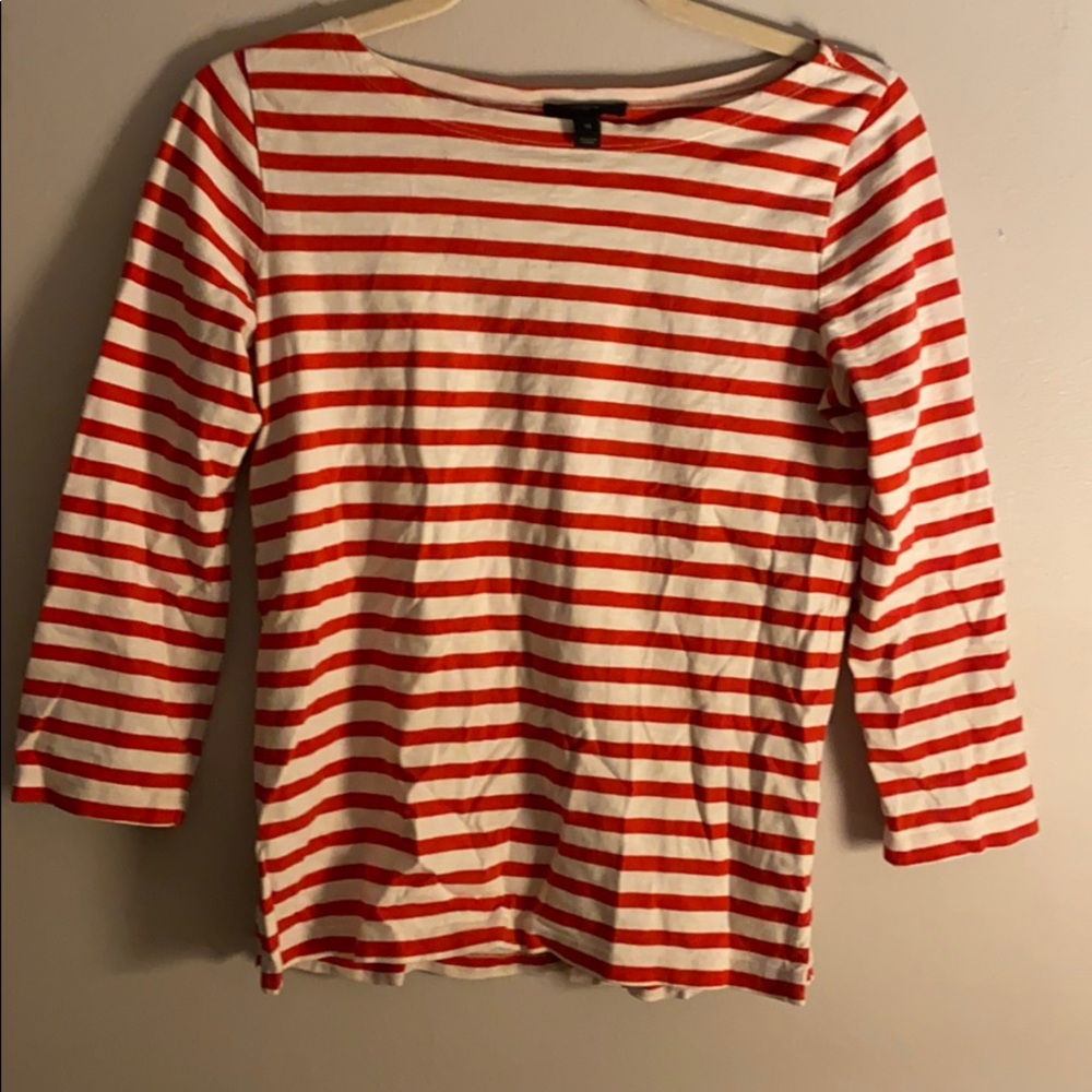 Classic boat neck red stripe shirt